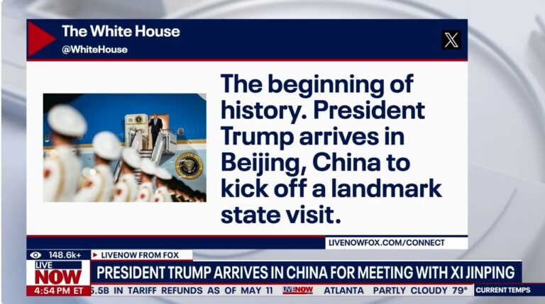 President Trump Arrives in China for Meeting with Xi Jinping