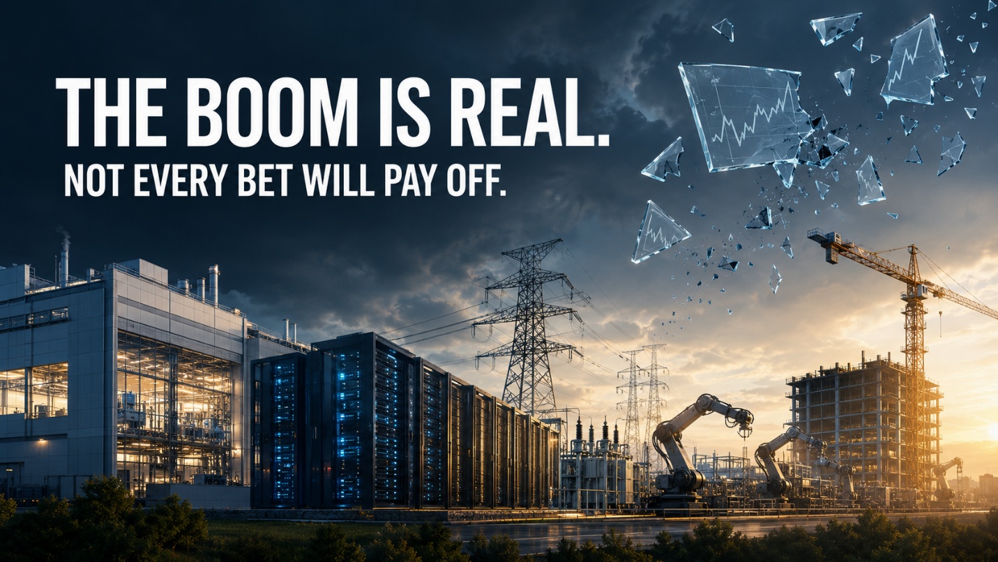 Investment boom spanning data centers, manufacturing, energy, and construction